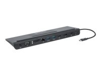 MANHATTAN 11-in-1-Dockingstation fuer 3 Monitore USB-C-St auf Ports HDMI DP VGA 3x USB-A USB-C-PD Gigabit-RJ45 SD-MicroSD 3.5mmAudio