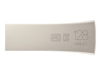 SAMSUNG BAR Plus USB Typ-A 128GB 400 MB/s Lesen 110 MB/s Schreiben widerstandsfähiger USB 3.1 Champagne Silver mit Schlüsselring