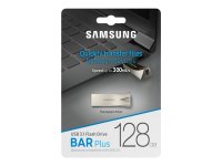 SAMSUNG BAR Plus USB Typ-A 128GB 400 MB/s Lesen 110 MB/s Schreiben widerstandsfähiger USB 3.1 Champagne Silver mit Schlüsselring