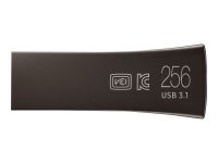 SAMSUNG BAR Plus USB-Stick Typ-A 256GB 400 MB/s Lesen 110 MB/s Schreiben widerstandsfähiger USB 3.1 Titan Gray mit Schlüsselring