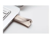 SAMSUNG BAR Plus USB Typ-A 64GB 300 MB/s Lesen 110 MB/s Schreiben widerstandsfähiger USB 3.1 Champagne Silver mit Schlüsselring