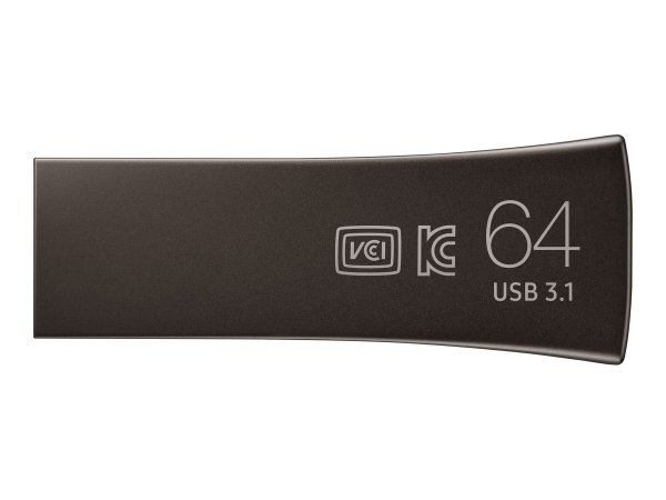 SAMSUNG BAR Plus USB-Stick Typ-A 64GB 300 MB/s Lesen 110 MB/s Schreiben widerstandsfähiger USB 3.1 Titan Gray mit Schlüsselring