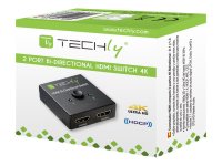 TECHLY HDMI 4K 60Hz Bi-Direktionaler Switch 4K 2-Port schwarz Schaltbar sind zwei HDMI-Quellen an einen einzigen HD-TV oder Projekt.