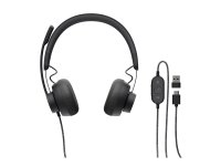 LOGITECH Zone Wired Headset on-ear wired USB-C graphite