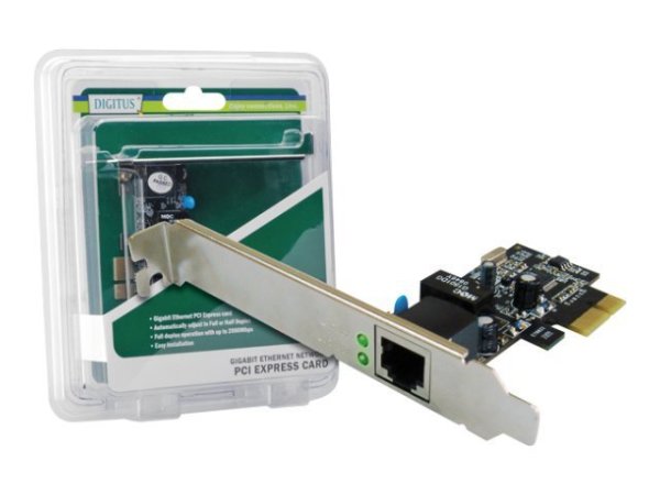 DIGITUS DN-10132 Gigabit Ethernet PCI Express Card 2-port 32-bit low profile bracket Intel chipset