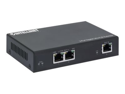 INTELLINET 2-Port Gigabit Ultra PoE-Extender Verlaengert PoE-Reichweite um 100m PoE-Strombudget 60W 2x PSE-Ports IEEE 802.3bt/at/af