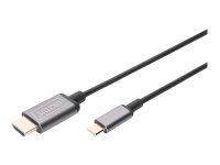 DIGITUS DA-70821 USB-C-HDMI Adapter 1,8m 4K/30Hz schwarz Metallgehäuse