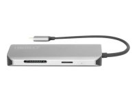 DIGITUS DA-70884 8-Port USB-C Dock 2xUSB3.0 1xRJ45 2xHDMI 1xPD 1xMicro SD 1xSD grau