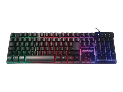 MANHATTAN USB-Gaming-Tastatur Metallunterseite 12 Funktionstasten farbige LED-Hintergrundbeleuchtung 19 Anti-Ghosting-Tasten IPX4