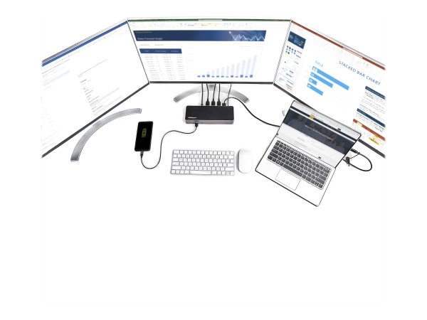 STARTECH.COM USB-C & USB-A Dock - Hybrid Triple Monitor Laptop Docking Station DisplayPort & HDMI 4K 60Hz/85W PD