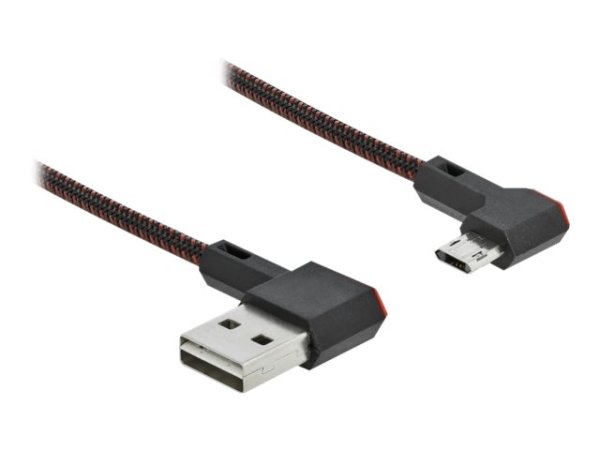 DELOCK EASY-USB 2.0 Kabel Typ-A Stecker zu EASY-USB Typ Micro-B Stecker gewinkelt oben / unten 2 m schwarz