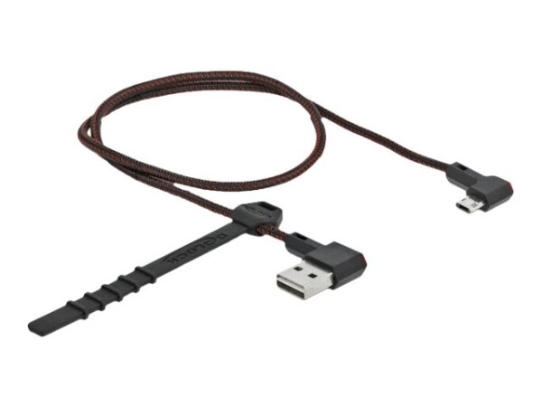 DELOCK EASY-USB 2.0 Kabel Typ-A Stecker zu EASY-USB Typ Micro-B Stecker gewinkelt links / rechts 0,2 m schwarz