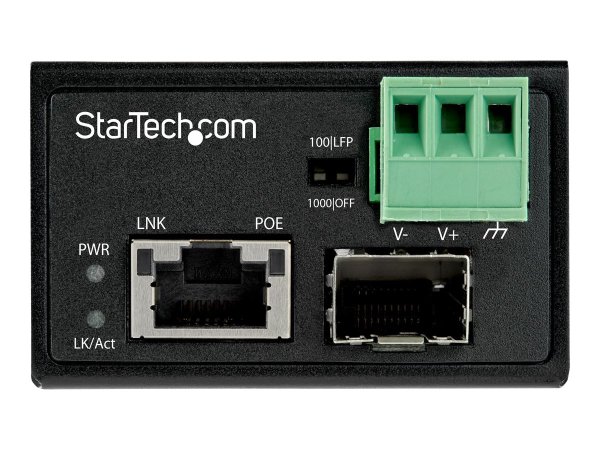 STARTECH.COM PoE+ Industrial Media Converter 30W - Medienkonverter LWL - SM/MM Glasfaser auf Kupfer Gigabit Mini IP-30