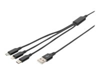 ASSMANN USB Ladekabel USB A - Lightning+micro B+Type-C 1m...