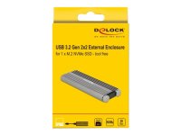 DELOCK Externes Gehäuse für M.2 NVMe PCIe SSD mit SuperSpeed USB 20Gbps USB 3.2 Gen 2x2 USB Type-C Buchse - werkzeugfrei