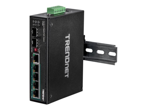 TRENDNET TI-PG62 6-Port Gigabit Switch PoE+ DIN-Rail Industrial