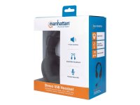 MANHATTAN Stereo USB-Headset leicht ohrumschliessend kabelgebunden USB-A-Stecker Bedienelemente verstellbares Mikrofon schwarz