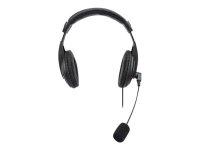 MANHATTAN Stereo USB-Headset leicht ohrumschliessend kabelgebunden USB-A-Stecker Bedienelemente verstellbares Mikrofon schwarz