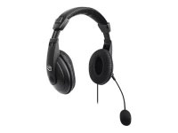 MANHATTAN Stereo USB-Headset leicht ohrumschliessend kabelgebunden USB-A-Stecker Bedienelemente verstellbares Mikrofon schwarz