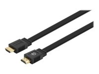 MANHATTAN Flaches High Speed HDMI-Kabel mit Ethernet-Kanal 4K60Hz UHD Stecker/Stecker 3m HDR HEC ARC vergoldete Kontakte schwarz