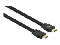 MANHATTAN Flaches High Speed HDMI-Kabel mit Ethernet-Kanal 4K60Hz UHD Stecker/Stecker 3m HDR HEC ARC vergoldete Kontakte schwarz