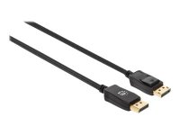 MANHATTAN 8K60Hz DisplayPort 1.4 Kabel Stecker auf Stecker 3m HDR vergoldete Kontakte Rastnase und geflochtene Ummantelung schwarz