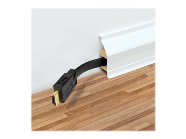 MANHATTAN Flaches High Speed HDMI-Kabel mit Ethernet-Kanal 4K60Hz UHD Stecker/Stecker 15m HDR HEC ARC vergoldete Kontakte schwarz