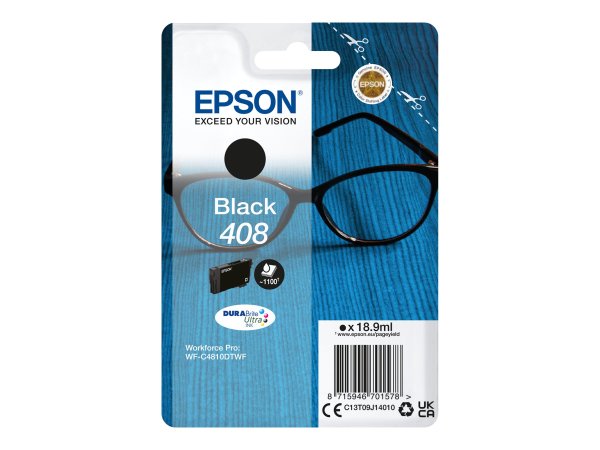 EPSON 4LB Singlepack Black 408 DURABrite Ultra Ink