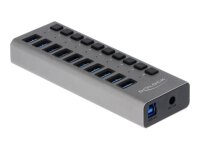 DELOCK Externer SuperSpeed USB Hub mit 10 Ports + Schalter