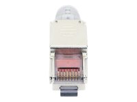 INTELLINET Cat6a 10G RJ45-Feldstecker mit Entriegelungslasche STP werkzeuglos für Litzen- und Massivdraht vergoldete Kontakte