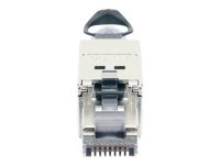 INTELLINET Cat6a 10G RJ45-Feldstecker mit Entriegelungslasche STP werkzeuglos für Litzen- und Massivdraht vergoldete Kontakte