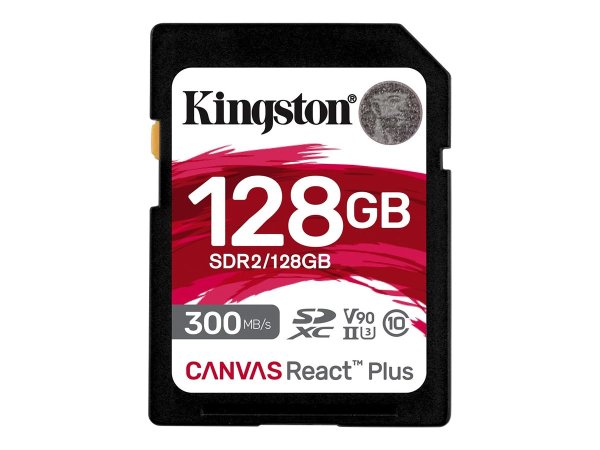 KINGSTON 128GB Canvas React Plus SDXC UHS-II 300R/260W U3 V90 for Full HD/4K/8K