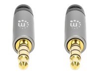 MANHATTAN Audiokabel Aux / 3,5 mm Klinke Zwei 3,5 mm-Klinkenstecker 3 m vergoldete Kontakte Slim Design schwarz/silber