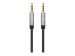 MANHATTAN Audiokabel Aux / 3,5 mm Klinke Zwei 3,5 mm-Klinkenstecker 3 m vergoldete Kontakte Slim Design schwarz/silber