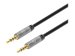 MANHATTAN Audiokabel Aux / 3,5 mm Klinke Zwei 3,5 mm-Klinkenstecker 3 m vergoldete Kontakte Slim Design schwarz/silber