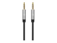 MANHATTAN Audiokabel Aux / 3,5 mm Klinke Zwei 3,5 mm-Klinkenstecker 5 m vergoldete Kontakte Slim Design schwarz/silber