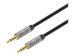 MANHATTAN Audiokabel Aux / 3,5 mm Klinke Zwei 3,5 mm-Klinkenstecker 5 m vergoldete Kontakte Slim Design schwarz/silber