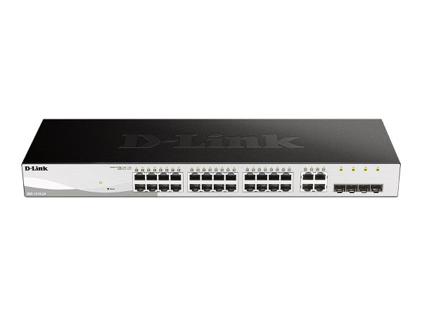 D-LINK DGS-1210-24/E 24-Port smart managed Gigabit Switch 24x 10/100/1000 4x TP Combo Port/SFP Slot lüfterlos 19Zoll Metallgehäuse