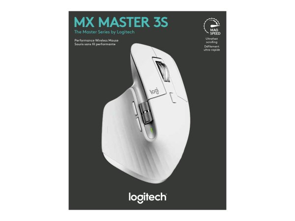 LOGITECH Master Series MX Master 3S Mouse ergonomic optical 7 buttons wireless Bluetooth 2.4 GHz Bolt USB receiver