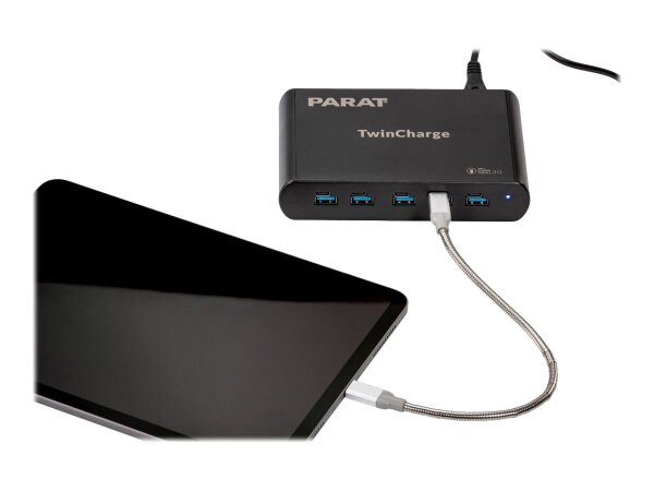 PARAT PARAPROJECT TC5 TwinCharger GaN für 5 Geräte USB-A / USB-C PD/QC schwarz