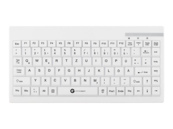 GETT GCQ Cleantype Easy Protect Compact silicone keyboard IP68 waterproof desinfectable 88 keys USB Colour white Layout DE