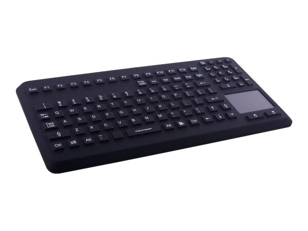 GETT InduProof Advanced silicone keyboard with touchpad and NUM block IP68 desinfectable 104 keys VESA USB colour black Layout DE