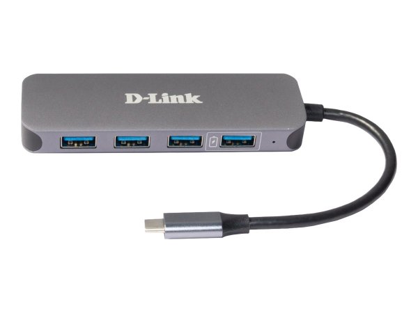 D-LINK DUB-2340 USB-C-Hub mit 4 USB-3.0-Ports inklusive Ladefunktion 3x USB-A 1x USB-C Thunderbolt 3