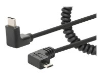 MANHATTAN Spiralkabel USB-C auf Micro-USB Ladekabel Stecker/Stecker 1 m verknotungsfrei Winkelstecker keine Datenübertragung schwarz