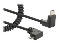 MANHATTAN Spiralkabel USB-C auf Micro-USB Ladekabel Stecker/Stecker 1 m verknotungsfrei Winkelstecker keine Datenübertragung schwarz