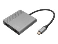 DIGITUS USB-C - 2x HDMI Adapter 18cm 4K/30Hz Silver...