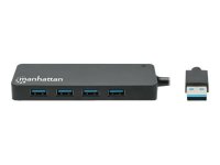 MANHATTAN 7-Port USB 3.2 Gen 1 Typ-A Hub USB-A-Stecker auf sieben USB-A-Buchsen 5 Gbit/s USB 3.0 Stromversorgung über USB schwarz