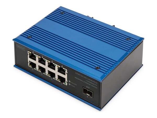 DIGITUS Industrial 8+1 Port Gigabit Ethernet Switch Unmanaged 8 RJ45 Ports 10/100/1000mbits