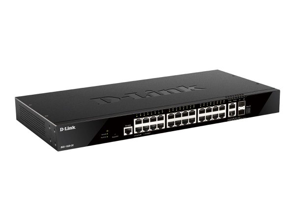 D-LINK DGS-1520-28/E 28-Port Smart Managed Gigabit Stack Switch 24x 10/100/1000 2x 10GBase-T 2x 10-Gigabit-SFP+