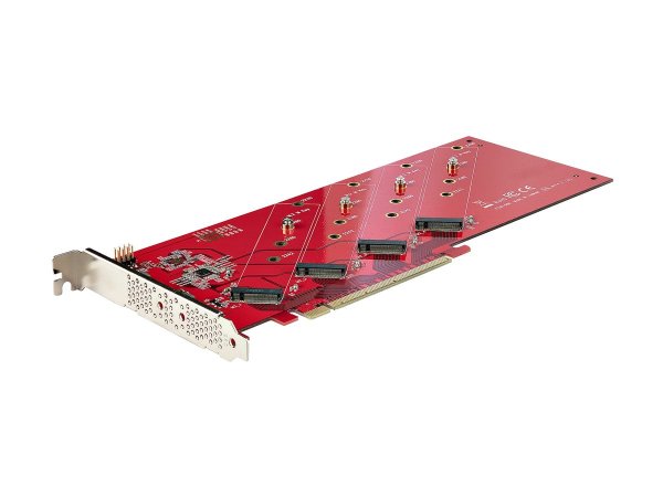 STARTECH.COM Quad M.2 PCIe Adapterkarte PCI Express 4.0 x16 auf Vierfach NVMe oder AHCI M-Key M.2 SSDs 7,8GBit/s je SSD Bifurkation